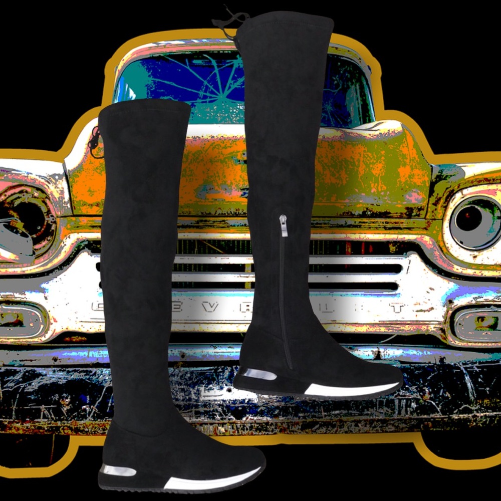 Italina Black Festival Tall Platform Sneaker boot - Picture 3 of 7